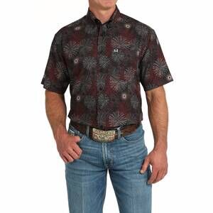 NEW CINCH starburst print button down shirt in black